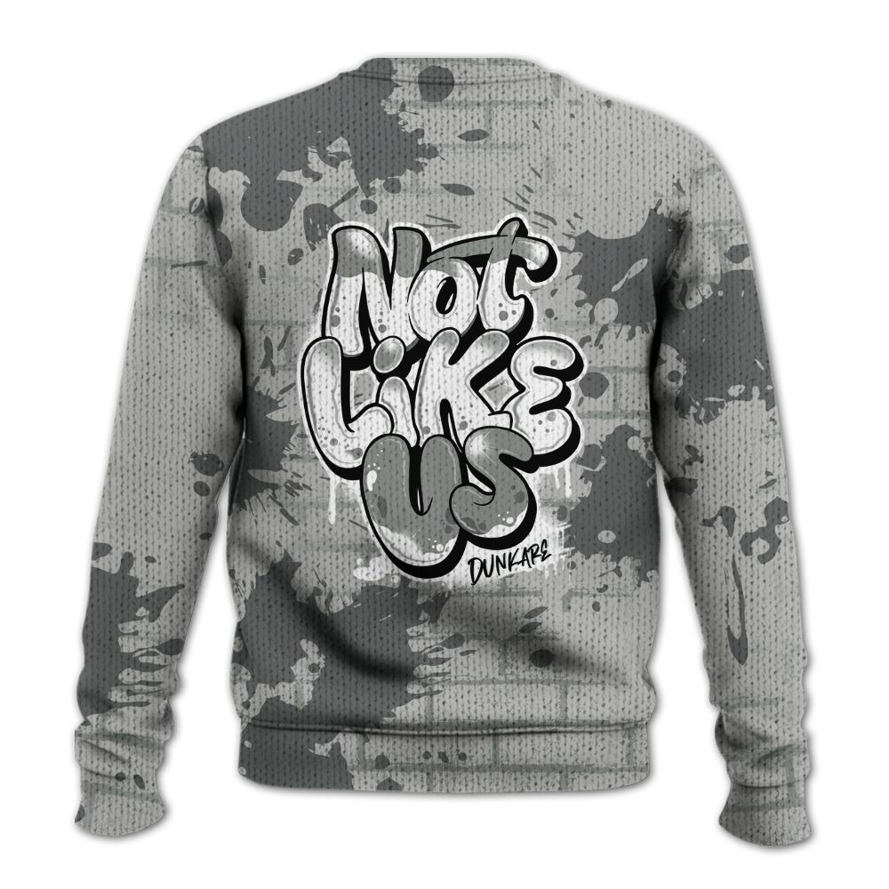 Knitted Sweater To Match Retro Wet Cement 4s - None Like Us Graphic Brick Art