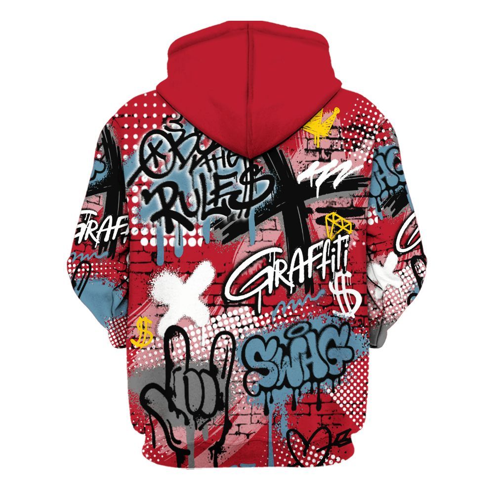 Hoodie To Match Retro Raging Bull 5s - True It Real Graffiti Streetwear All Over Print