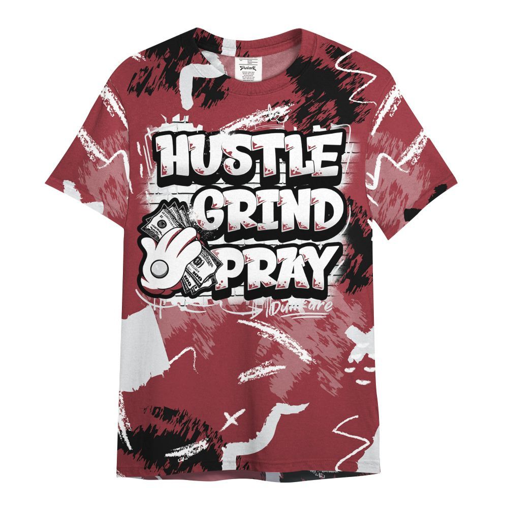 Shirt To Match Black Toe 14s - Hustle Grind Pray Retro All Over Print