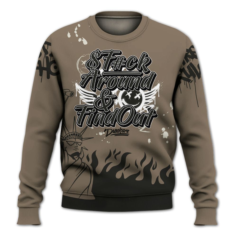 Sweatshirt To Match Low OG Dark Mocha 1s - Graphic Fck Around Find Out All Over Print