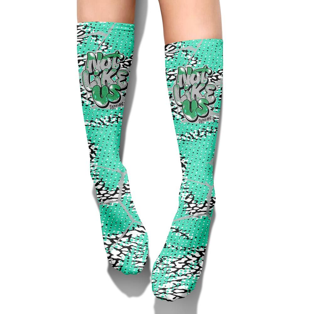 Sock To Match Black Green Glow 3s - None Like Us Graphic