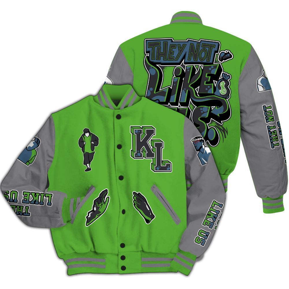 Varsity Jacket To Match Retro Green Bean 5s - Dislike Us Graphic All Over Print