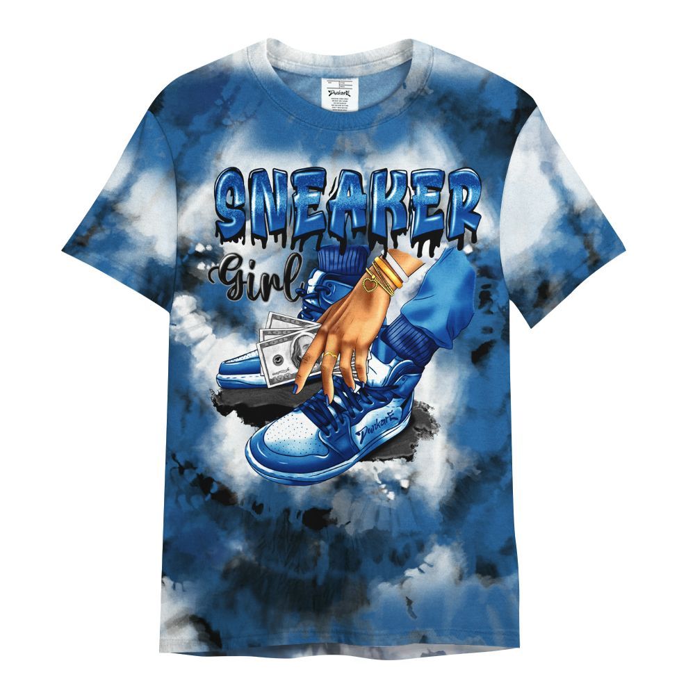 Shirt To Match French Blue 13s - SNEAKER Girl Money Drip Tie Dye All Over Print