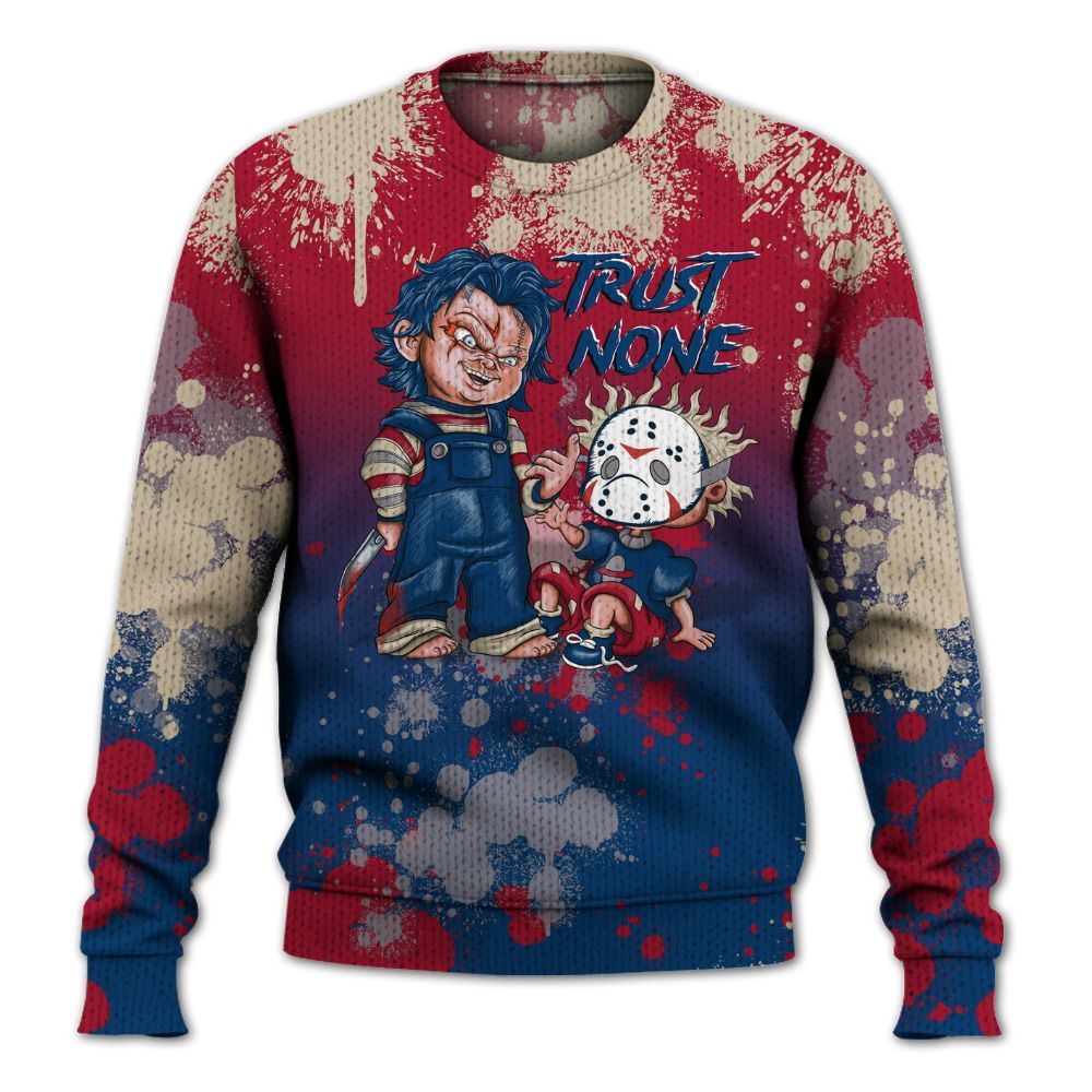 Knitted Sweater To Match Rare Air 4s - Trust No One Scary