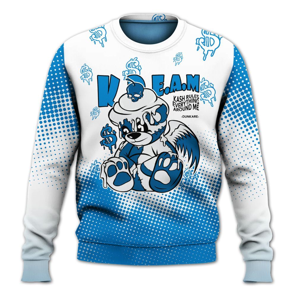 Sweatshirt To Match Military Blue 4s - Loot Bear Unique Drip All Over Print