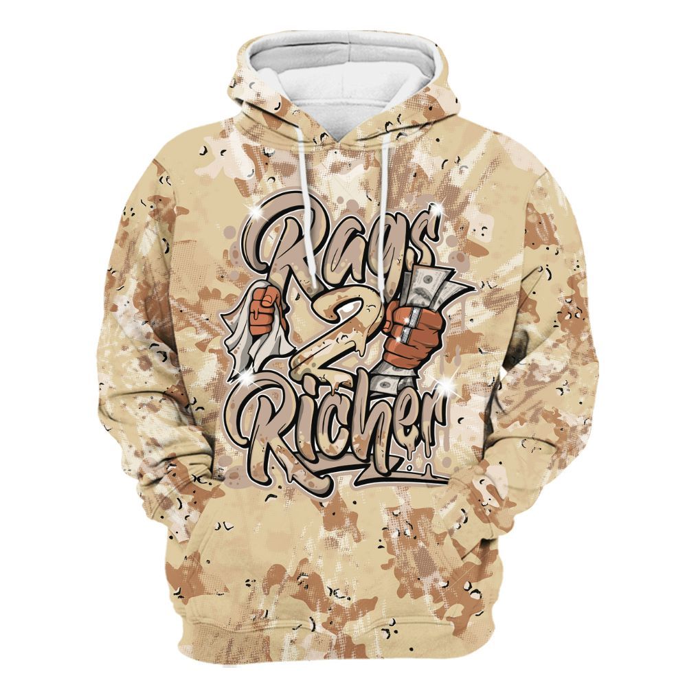 Hoodie To Match Desert Camo 3s - Rag 2 Rich Graphic Luxury All Over Print