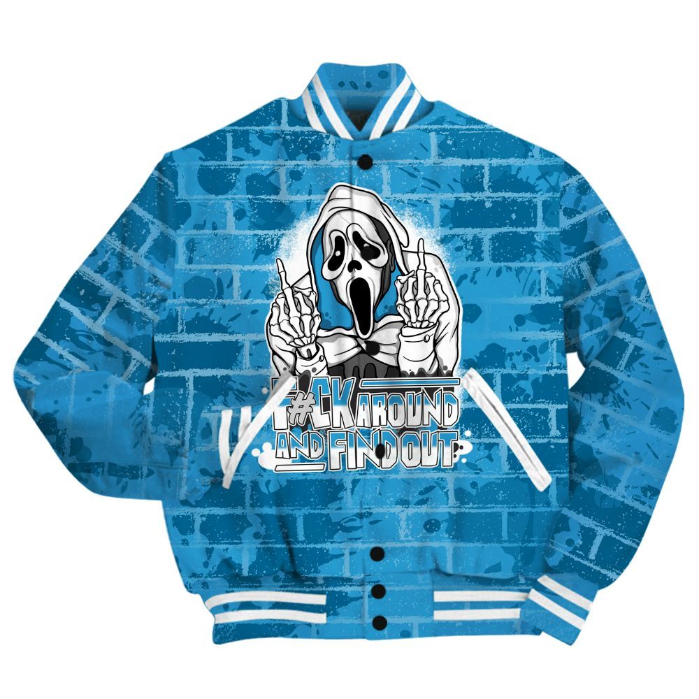 Varsity Jacket To Match Powder Blue 9s Shirt - F#CK And Find Out Graphic Halloween All Over Print