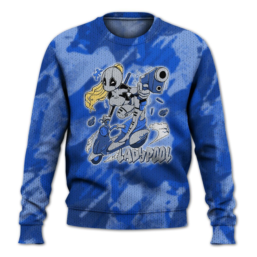 Knitted Sweater To Match Air Foamposite One Royal - Lady Pool Cartoon Abstract Halftone
