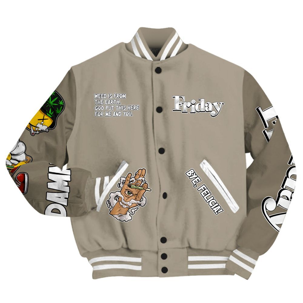 Varsity Jacket To Match High OG Khaki 1s - Friday Sneaker Stress Style All Over Print