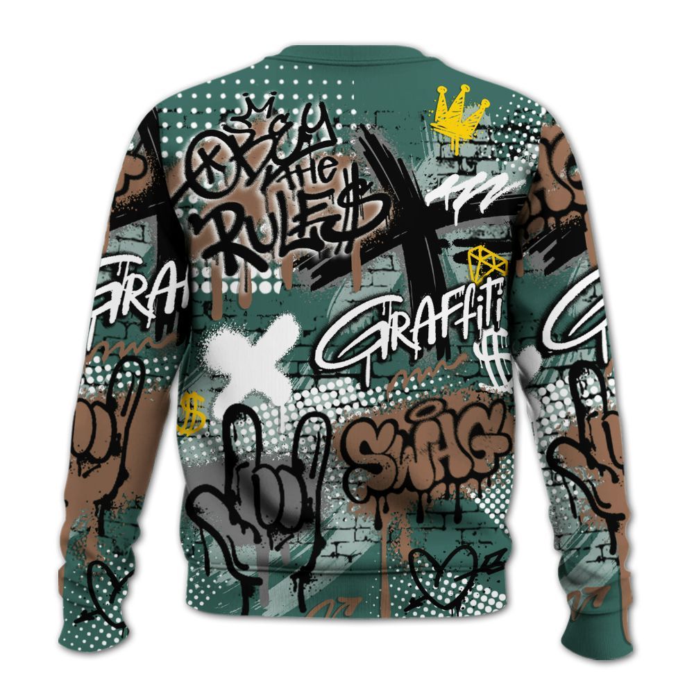 Sweatshirt To Match Low OG Oxidized Green 1s - True It Real Graffiti Streetwear All Over Print
