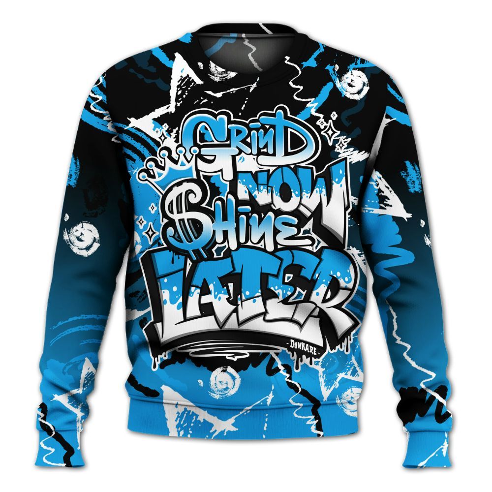 Sweatshirt To Match Black University Blue 2022 13s - Grind Shine Later Drip All Over Print