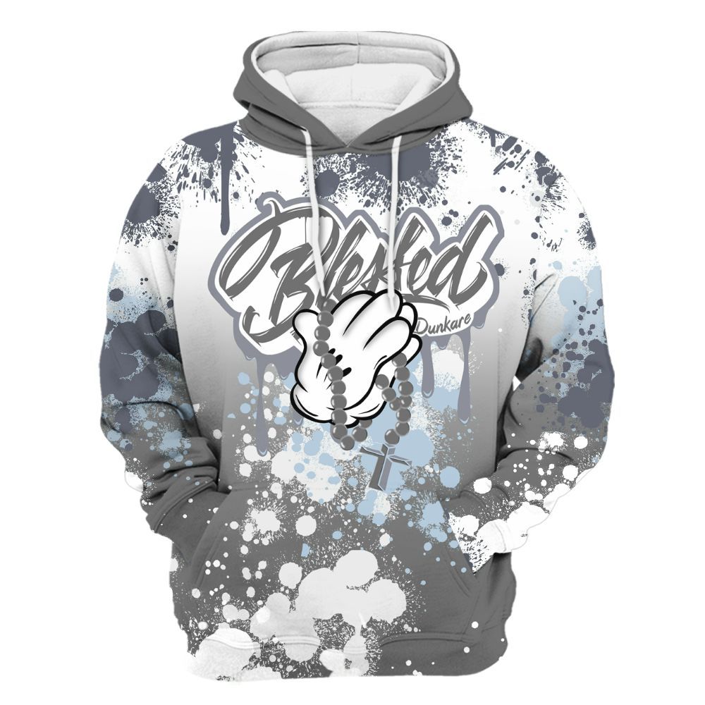 Hoodie To Match Cool Grey 6s - God Blessed Ink Drip All Over Print