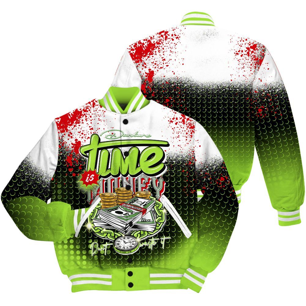 Varsity Jacket To Match Kobe 6 SE Grinch Shirt, Halftone Time Is Money All Over Print