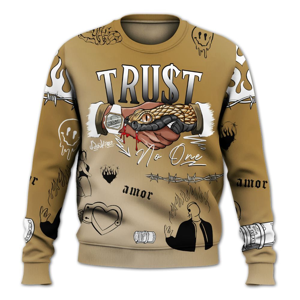 Sweatshirt To Match Max 96 Low Black White Gold - Snake Trust No One All Over Print