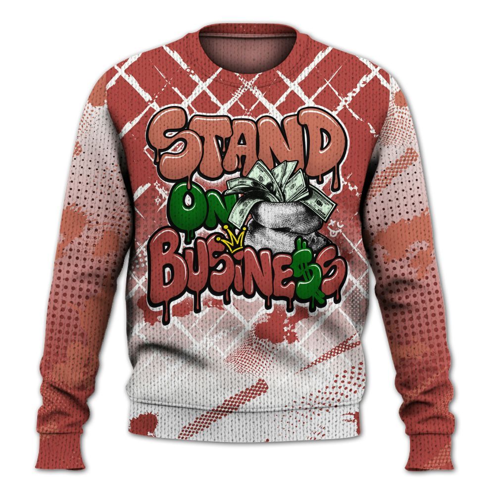 Knitted Sweater To Match Dune Red 13s - Halftone Stand Business Dripping