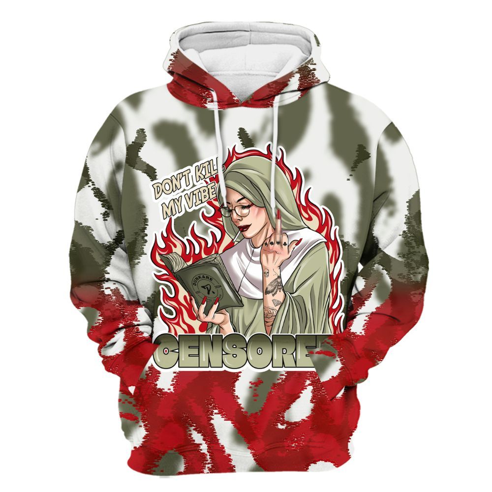 Hoodie To Match Low OG Medium Olive 1s - Censoredz Burn All Over Print
