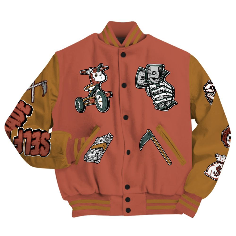 Varsity Jacket To Match SB Dunk Low Pro Burnt Sunrise - Self Make Skeleton All Over Print