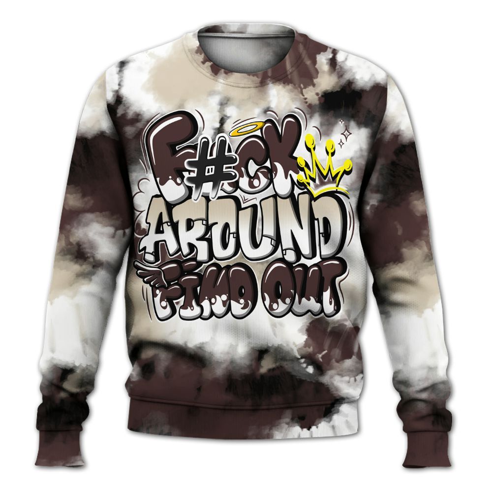 Sweatshirt To Match Burgundy Crush 3s - Tie Dye FK Around Find Out All Over Print