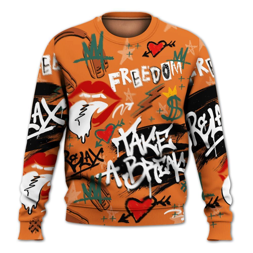 Sweatshirt To Match Dunk Low Ceramic - Take Break Freedom Graffiti Streetwear All Over Print