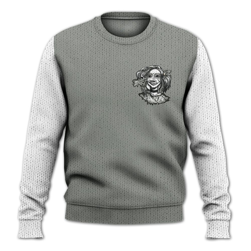 Knitted Sweater To Match Paris Cement Grey 4s, Custom Name Bad Girl HAHA