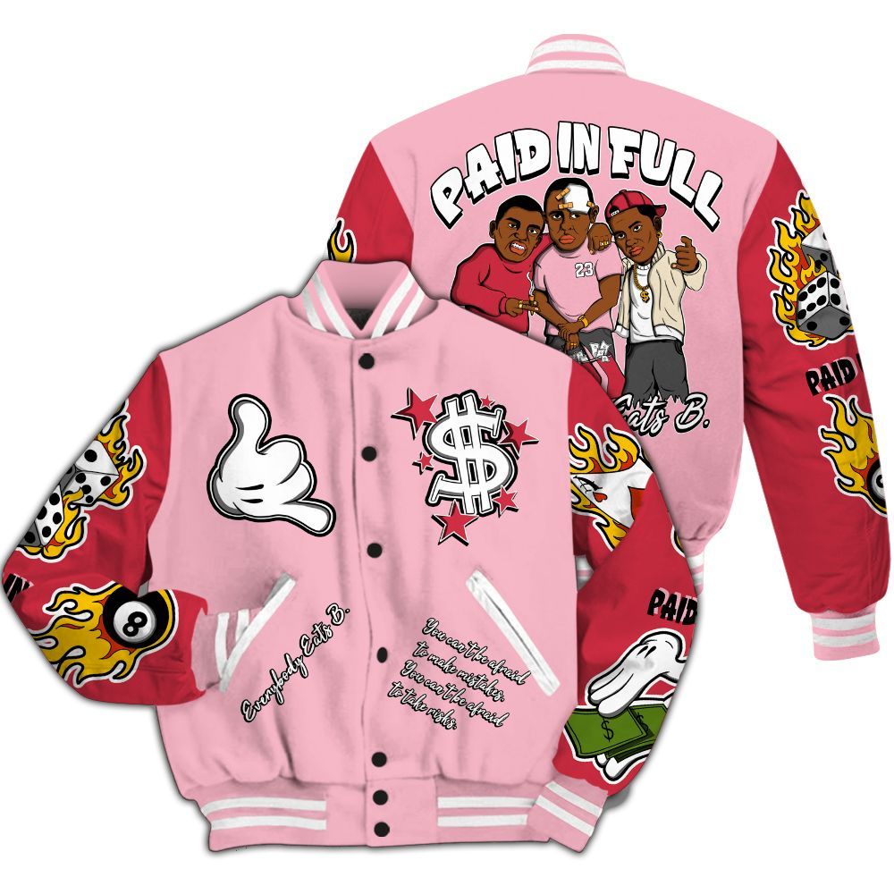 Varsity Jacket To Match Low OG Tropical Pink 1s - Everybody Paid In Full Graphic All Over Print