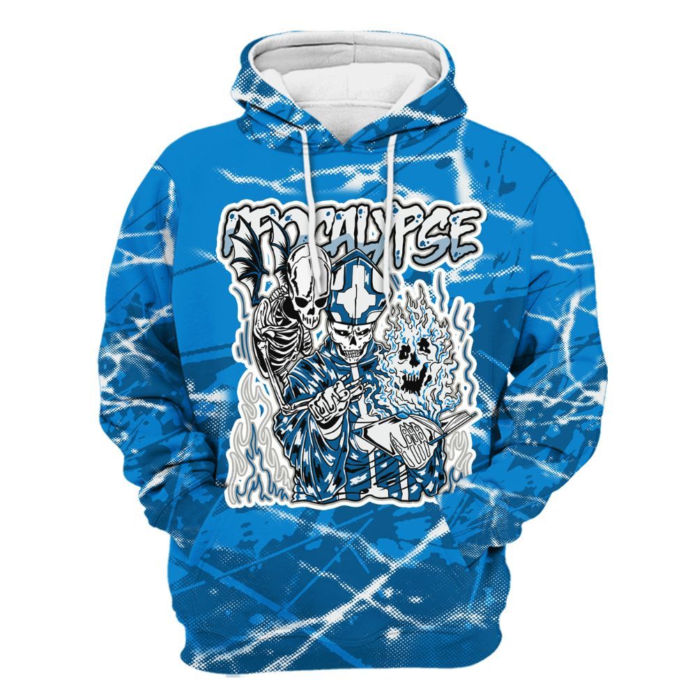 Hoodie To Match Military Blue 4s - Apocalypse Skeleton Profound All Over Print