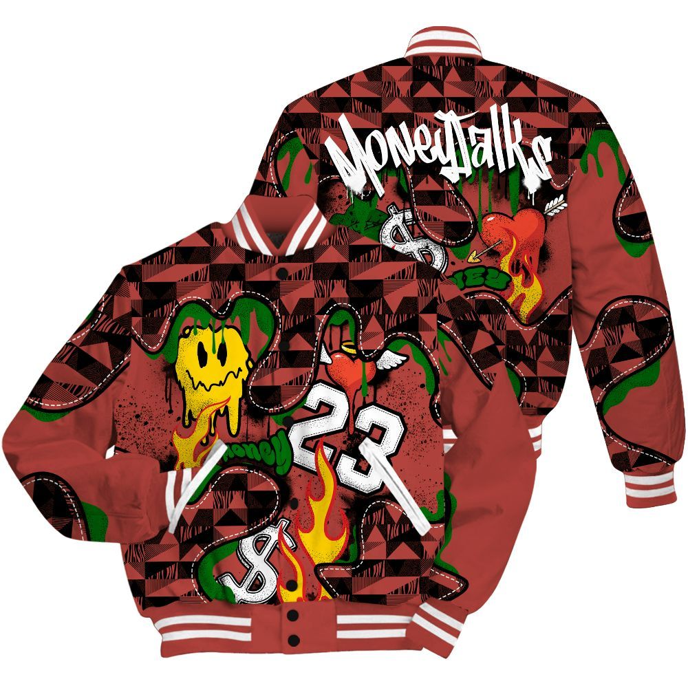 Varsity Jacket To Match Dune Red 13s - 23 Smile Burning Heart All Over Print