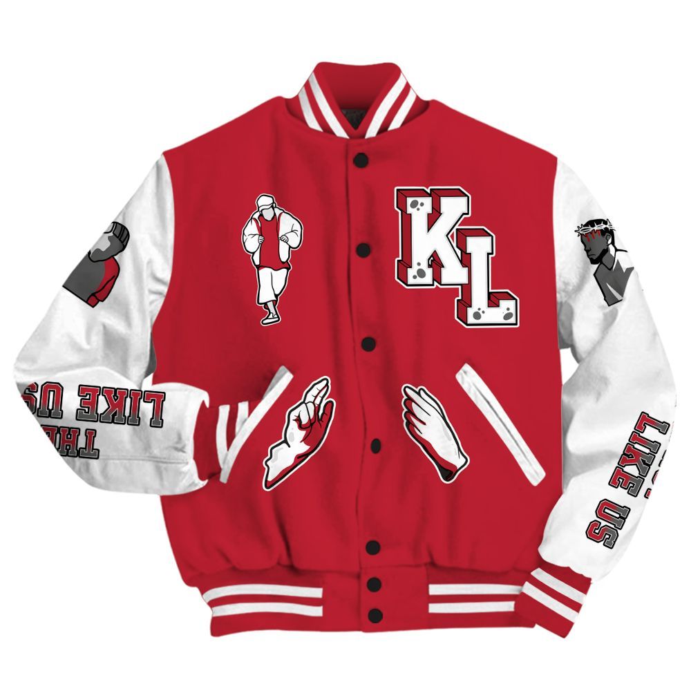 Varsity Jacket To Match Red Flint 13s - Dislike Us Graphic All Over Print