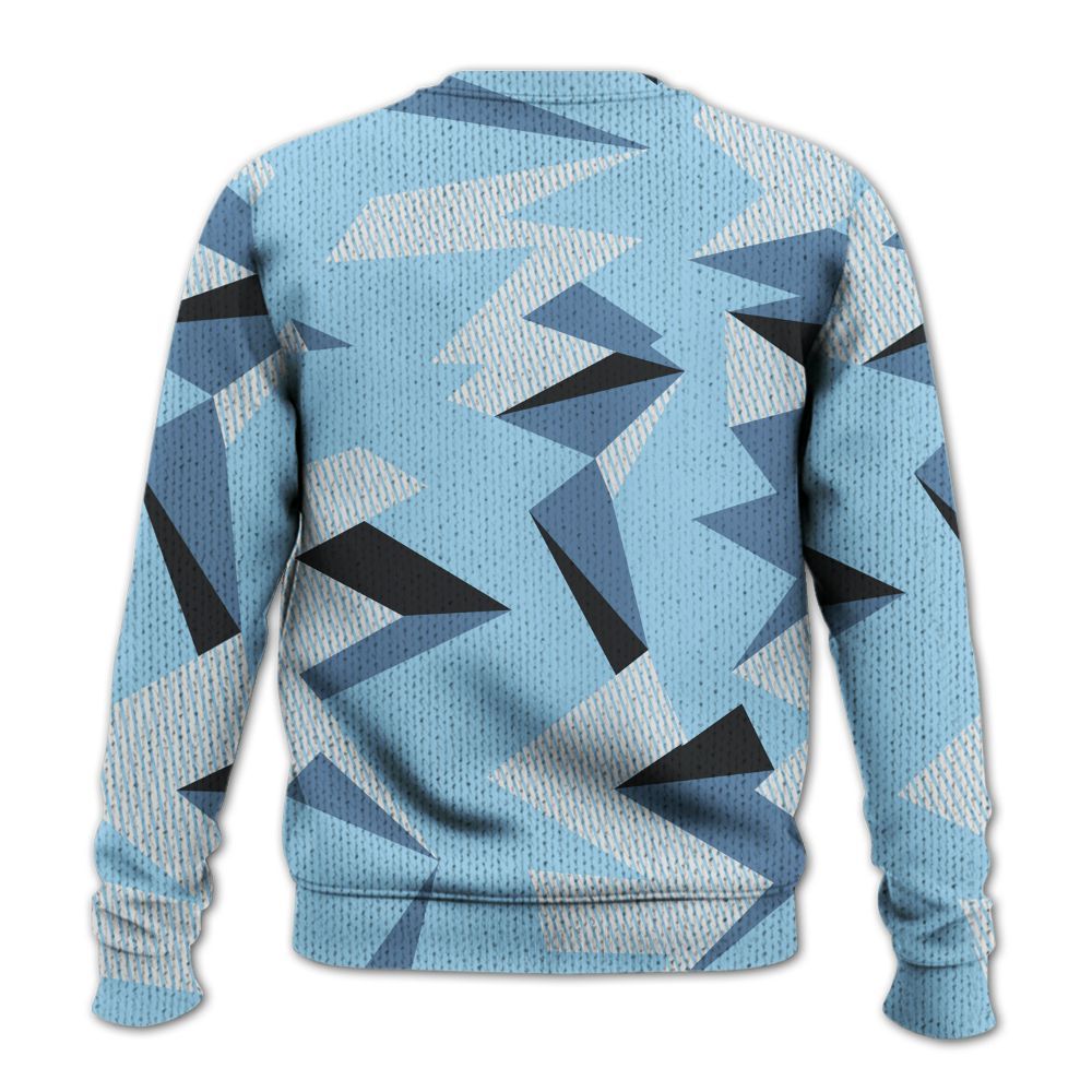 Knitted Sweater To Match Legend Blue 11s - Geometric Camouflage Pattern