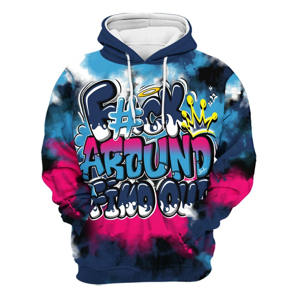 Hoodie To Match Air Max 180 University Blue - Tie Dye FK Around Find Out All Over Print
