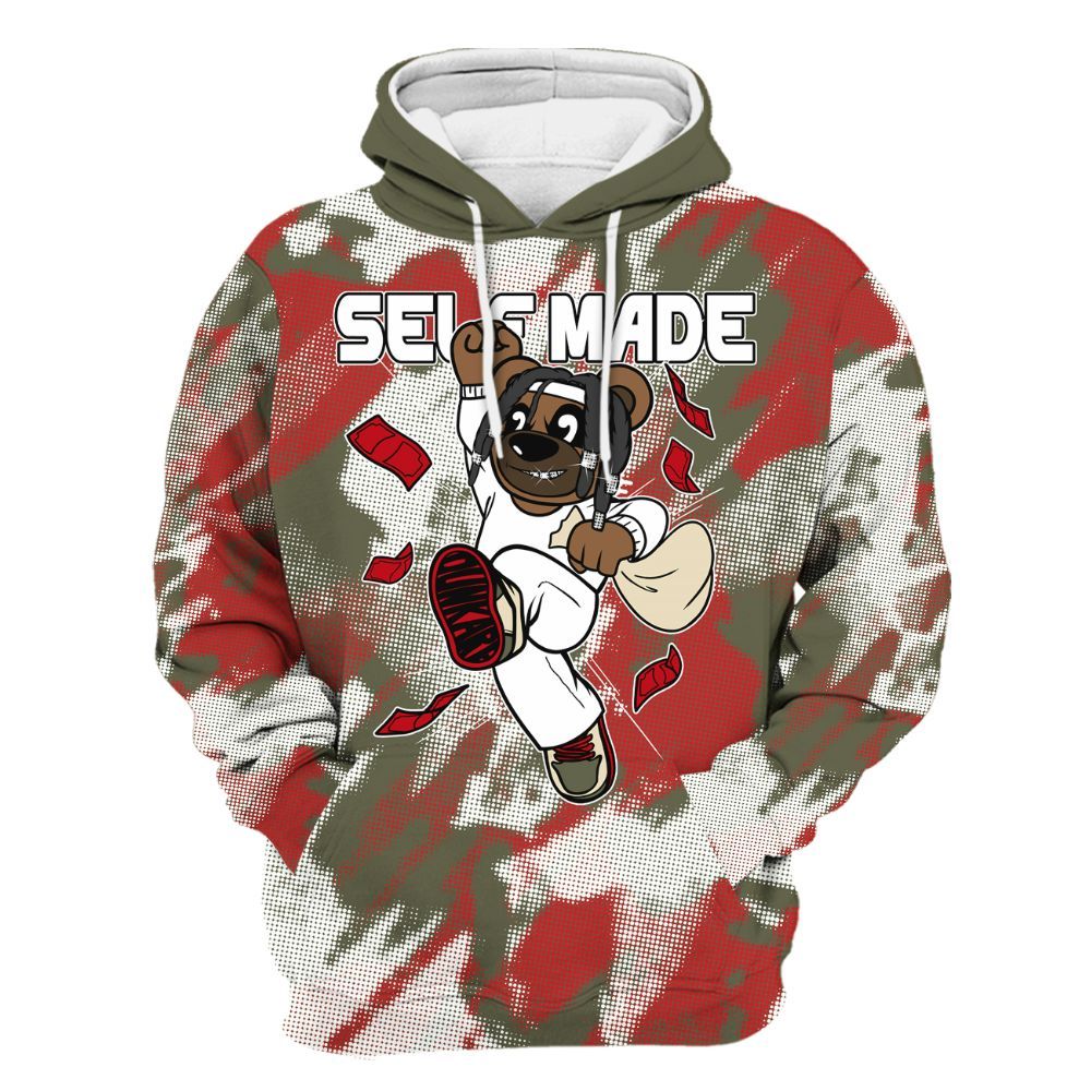 Hoodie To Match Low OG Medium Olive 1s - Autonomous Bear Abstract Halftone All Over Print