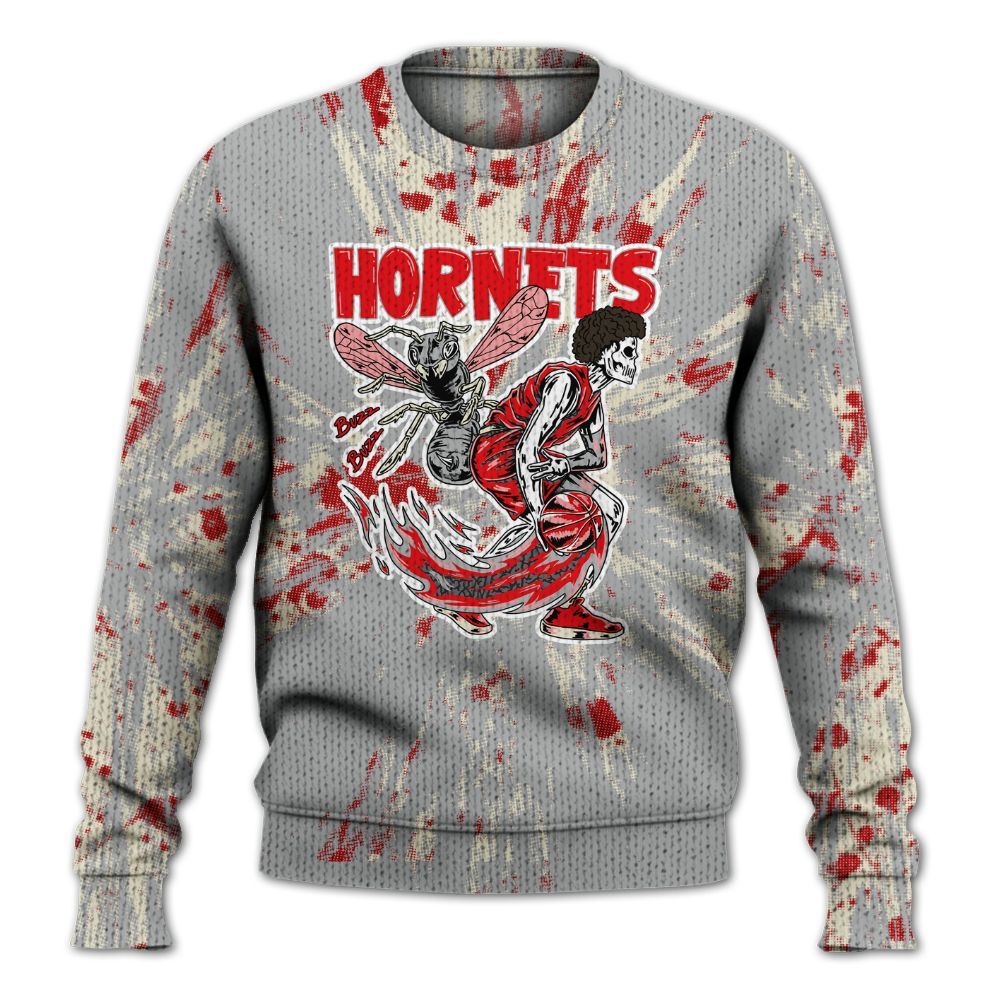Knitted Sweater To Match Cement Grey 3s - Hornets Skeleton Luxury