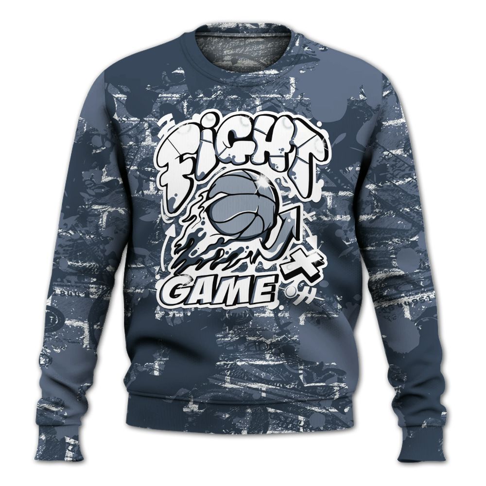 Sweatshirt To Match Low Diffused Blue 11s - Fighter Games Graphic Street Art All Over Print