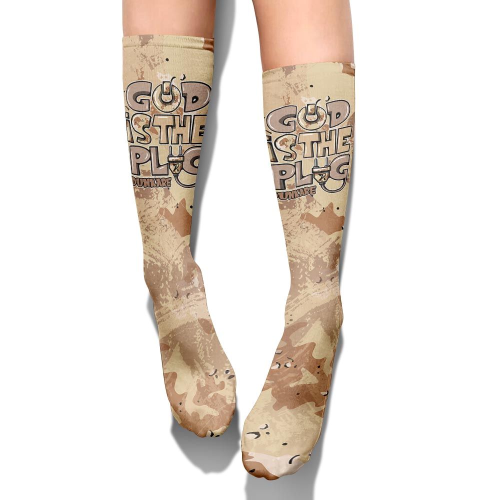 Sock To Match Desert Camo 3s - God Is The Power Cord Circle Splash