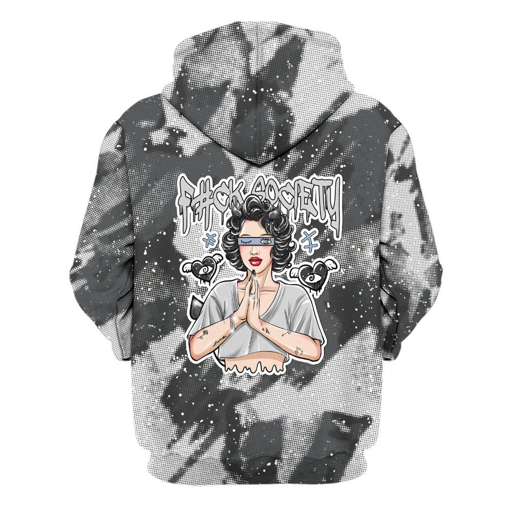 Hoodie To Match Reverse Black White 6s - F#ck Xociety Halftone All Over Print