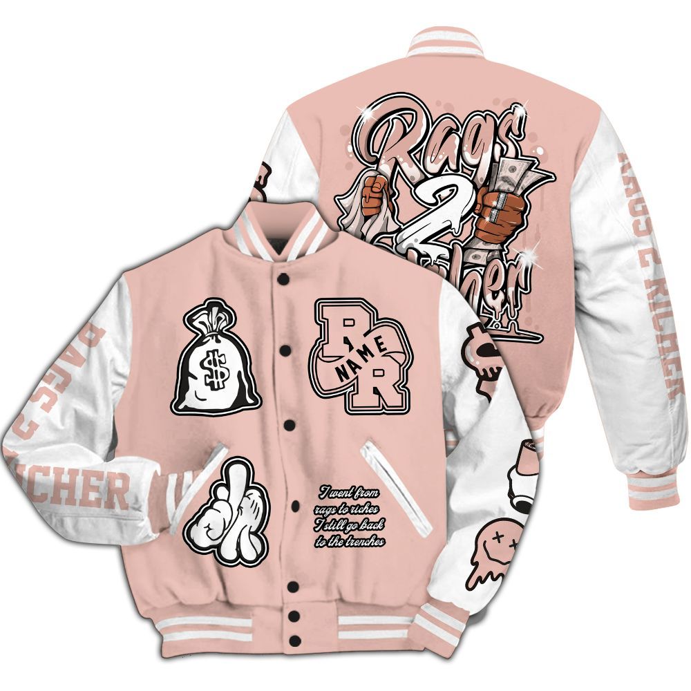 Varsity Jacket To Match Dunk Low Pink Velvet - Rag 2 Rich Graphic Custom Name All Over Print