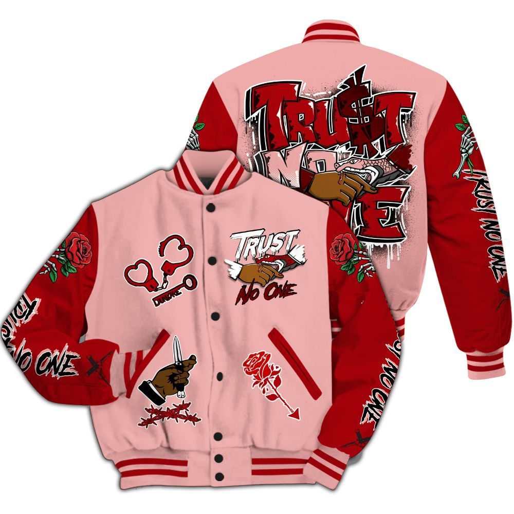 Varsity Jacket To Match Low Valentines Day 1s - Trust No One Dripping All Over Print