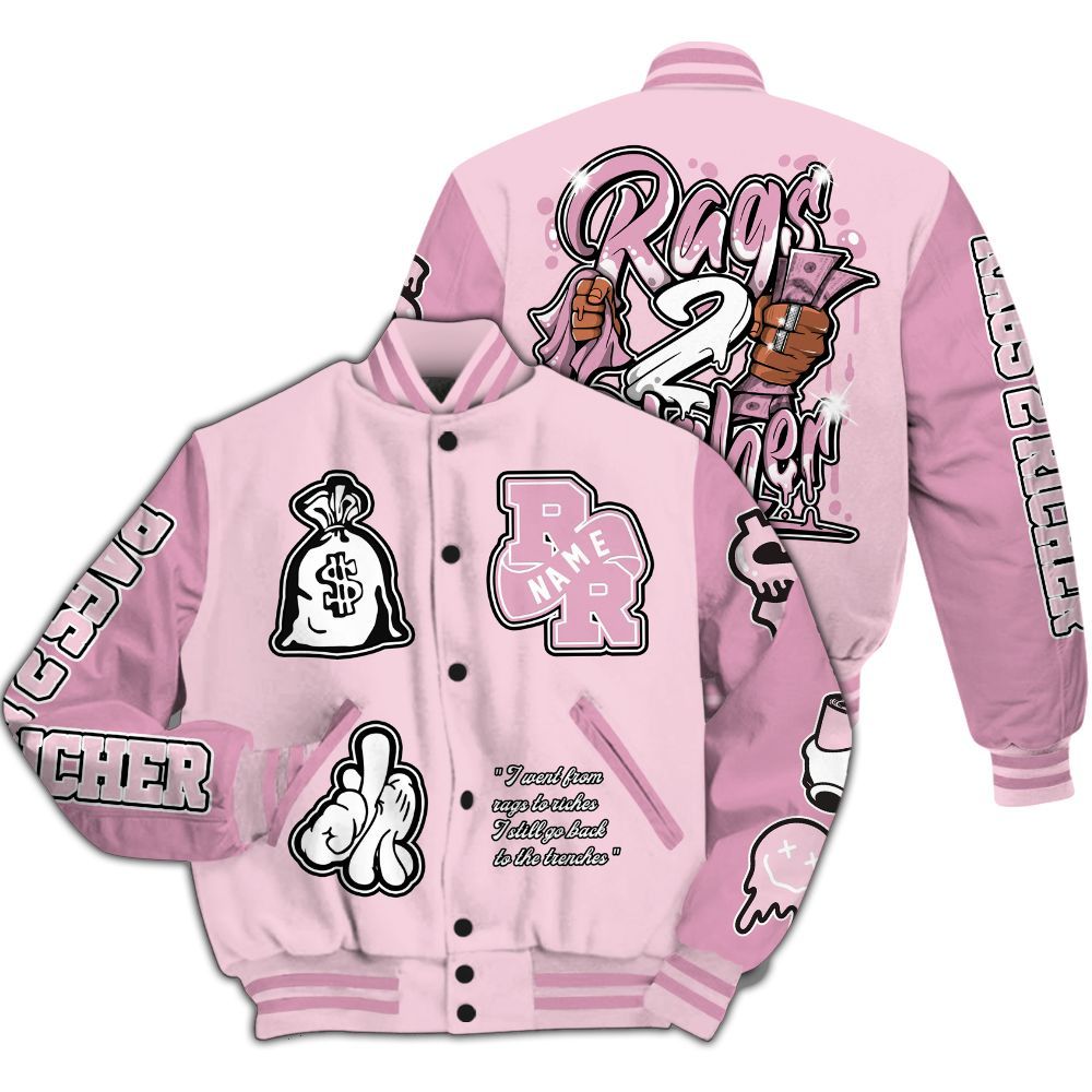 Varsity Jacket To Match Orchid 4s - Rag 2 Rich Graphic Custom Name All Over Print