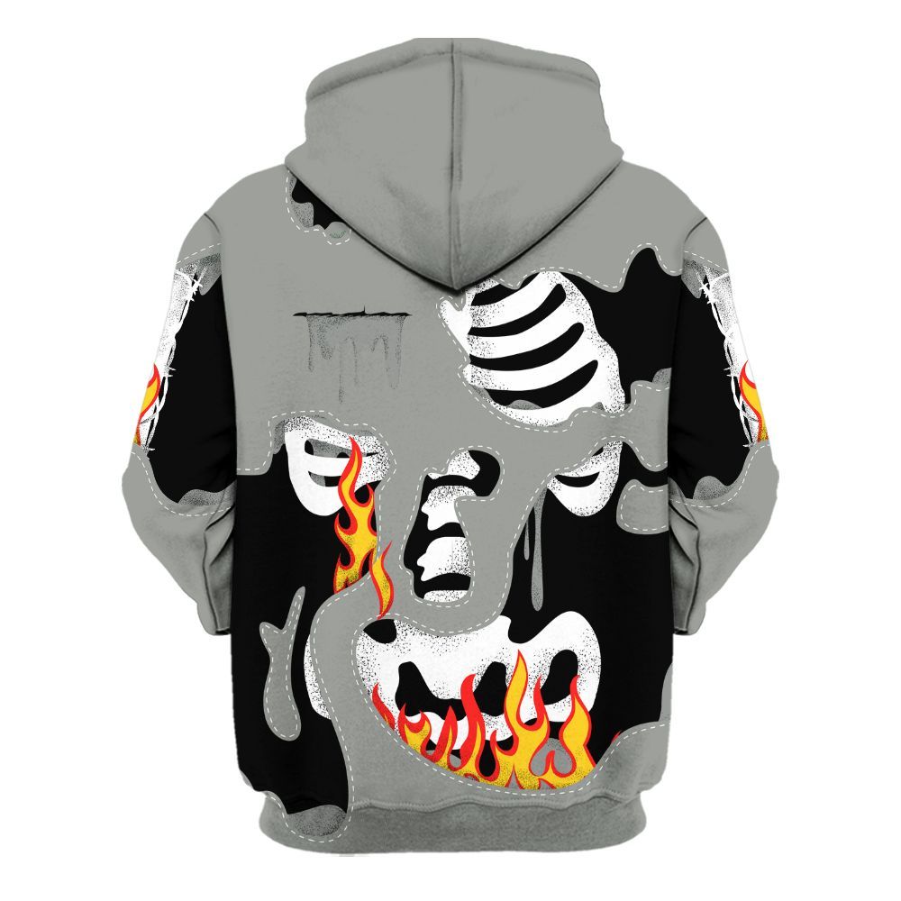 Hoodie To Match Paris Olympics 4s - Skeleton Smile Flame Drip All Over Print