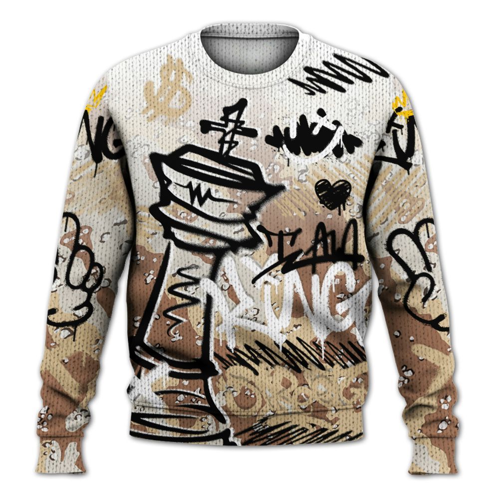 Knitted Sweater To Match Desert Camo 3s - Street King Chess Streetwear