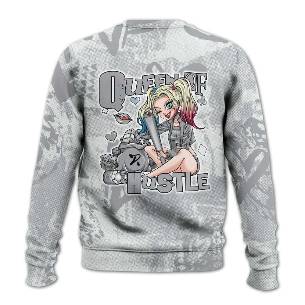 Sweatshirt To Match Low OG Wolf Grey 1s - Hustles Quiinn Heart Grunge All Over Print