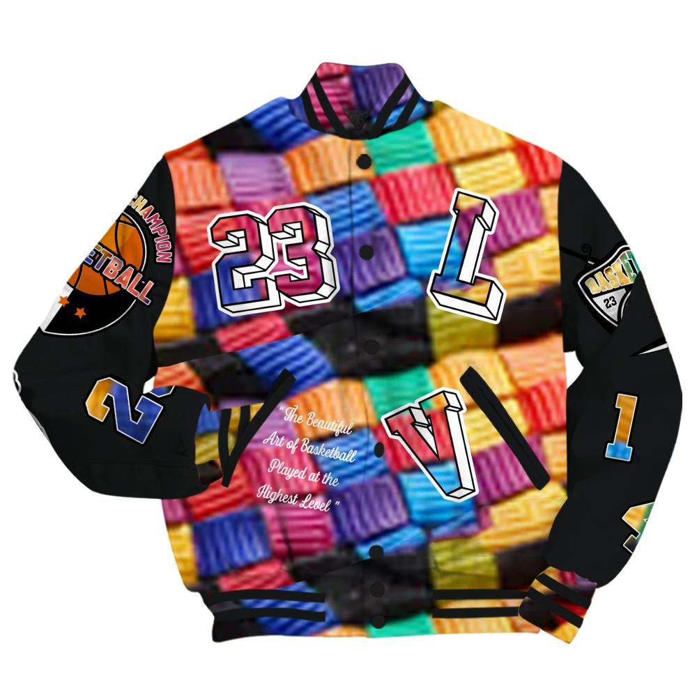 Varsity Jacket To Match Air Rainbow Weave - The GOAT Got Em Streetwear All Over Print