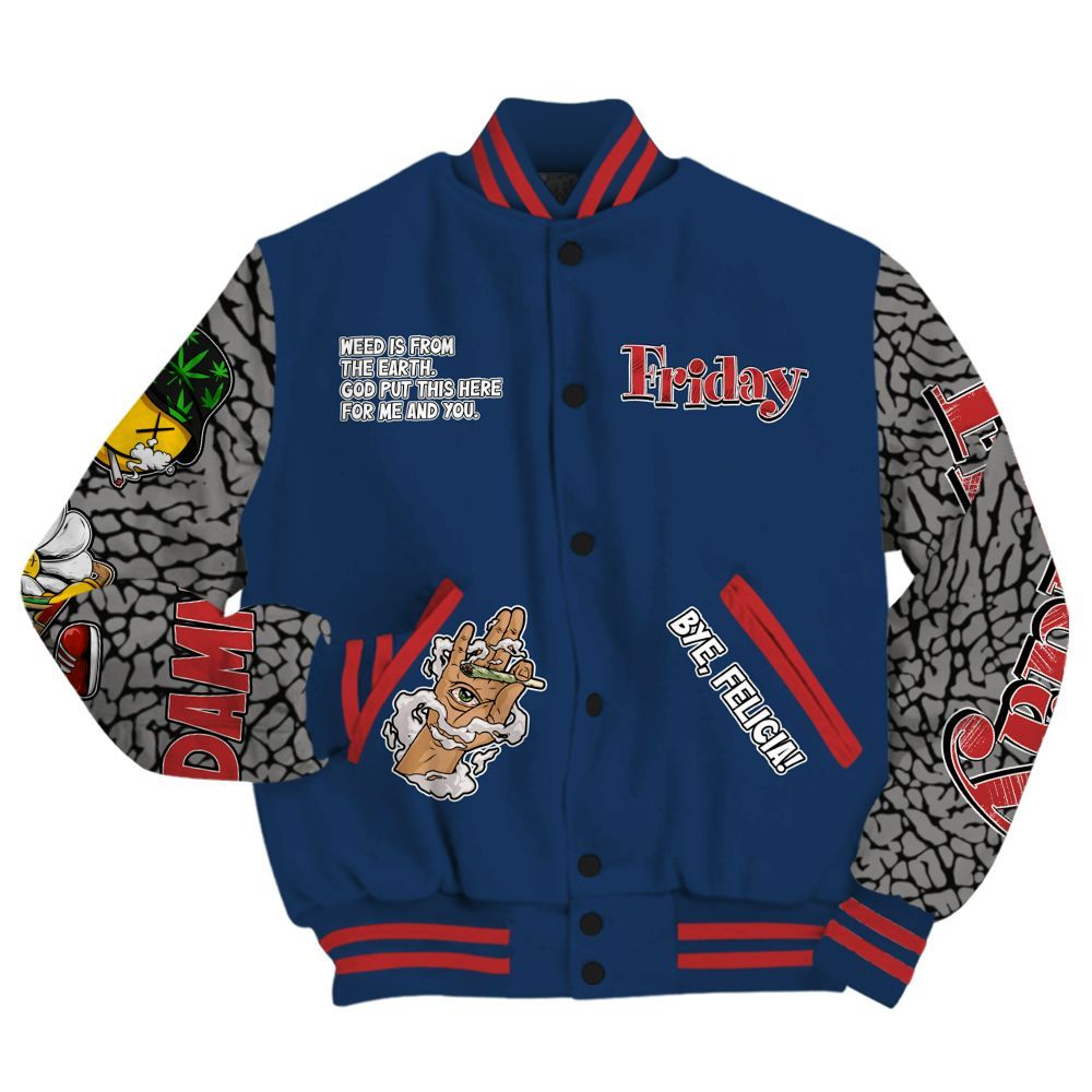 Varsity Jacket To Match SP Sport Royal 3s Shirt, Friday Sneaker Stress Style All Over Print