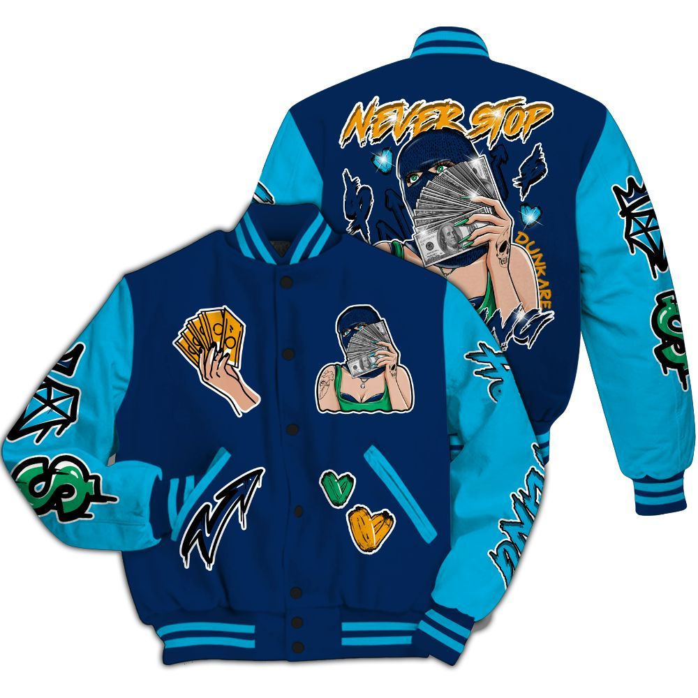 Varsity Jacket To Match Dunk Low GS Electric Algae - Hustling Unique All Over Print