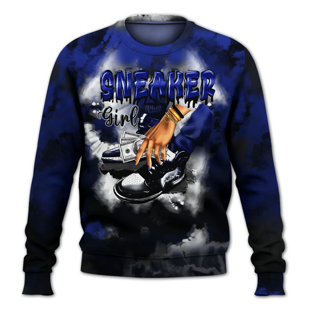 Sweatshirt To Match Air Max Plus Black Racer Blue - SNEAKER Girl Money Drip Tie Dye All Over Print