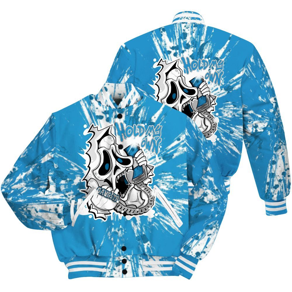 Varsity Jacket To Match Powder Blue 9s Shirt - Hold My Own Graphic Halloween All Over Print