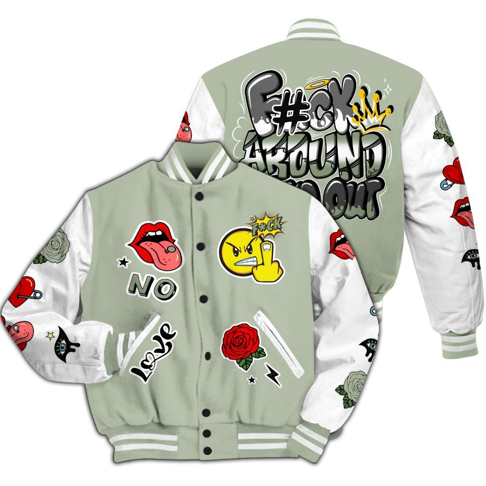 Varsity Jacket To Match Seafoam Sail 4s - FK Around Find Out All Over Print