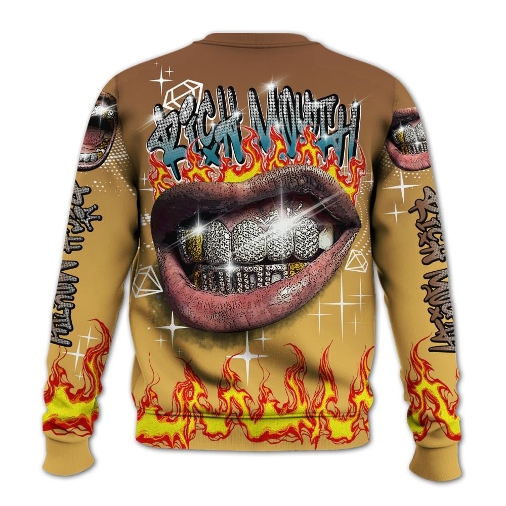 Sweatshirt To Match Retro Cacao Wow 4s - Rich Mouth Fire Rap Retro 90s All Over Print