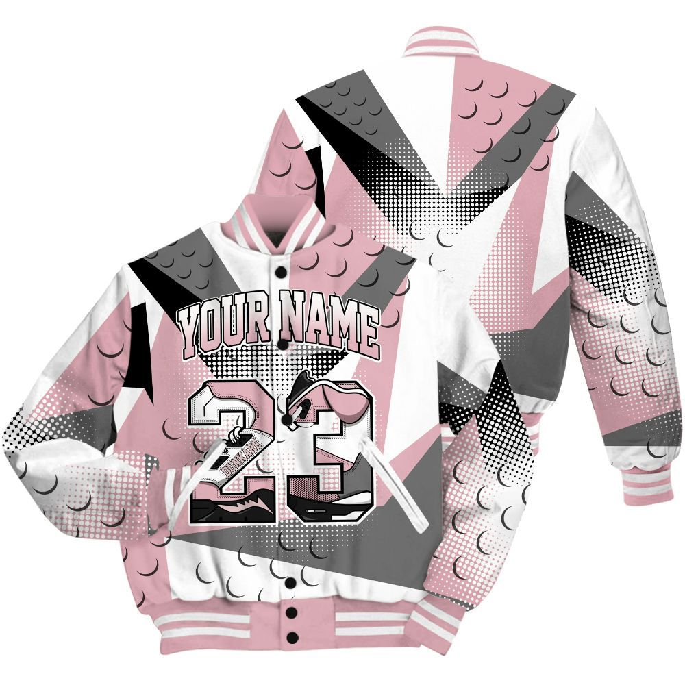 Varsity Jacket To Match Air Max DN Pink Foam Shirt, Poly Custom Name Number 23 5s All Over Print