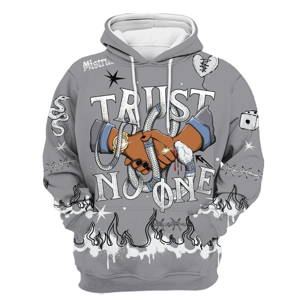 Hoodie To Match Low Cement Grey 11s - Trust No One Snake-Bite Doodle Crayon All Over Print